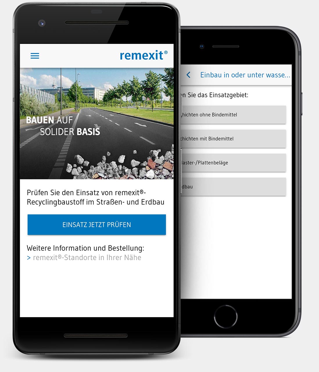 Einsatzmöglichkeiten mobil prüfen mit der App für Recyclingbaustoffe